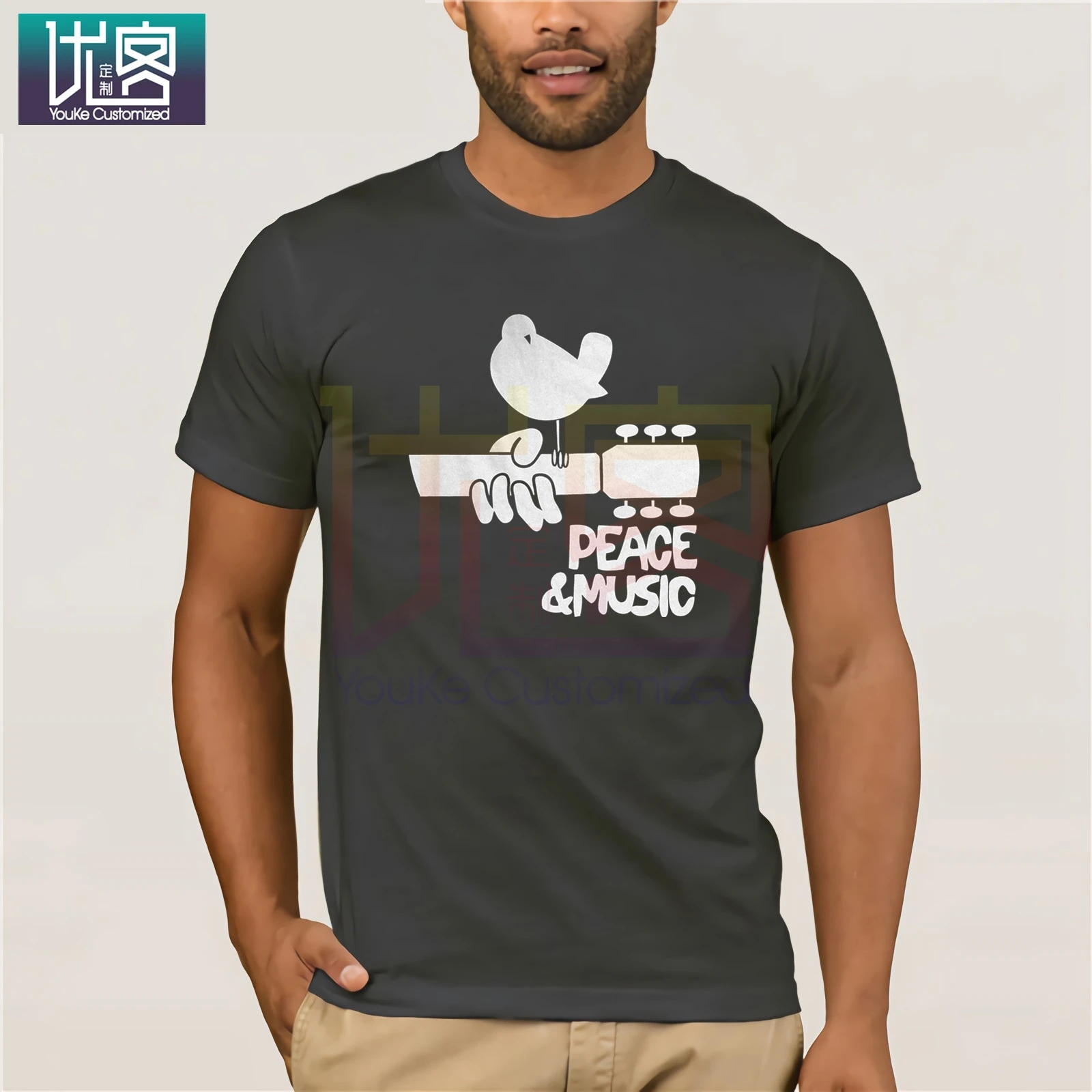 Woodstock музыкальный фестиваль Мужская Гитара Футболка Рождественский подарок для