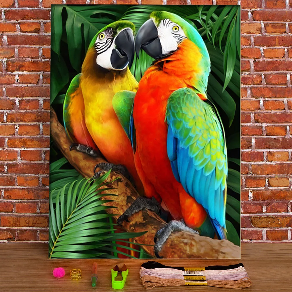 

Набор для вышивки крестом 11CT, Набор для вышивки «сделай сам» с птицами, попугаями, нитями DMC, хобби, живопись, рукоделие для декора