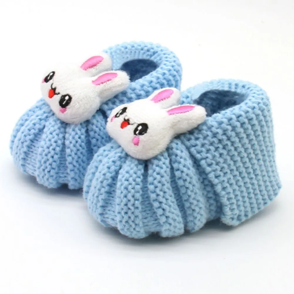 Модная детская обувь с принтом смайлика теплая шерстяная для малышей кролика