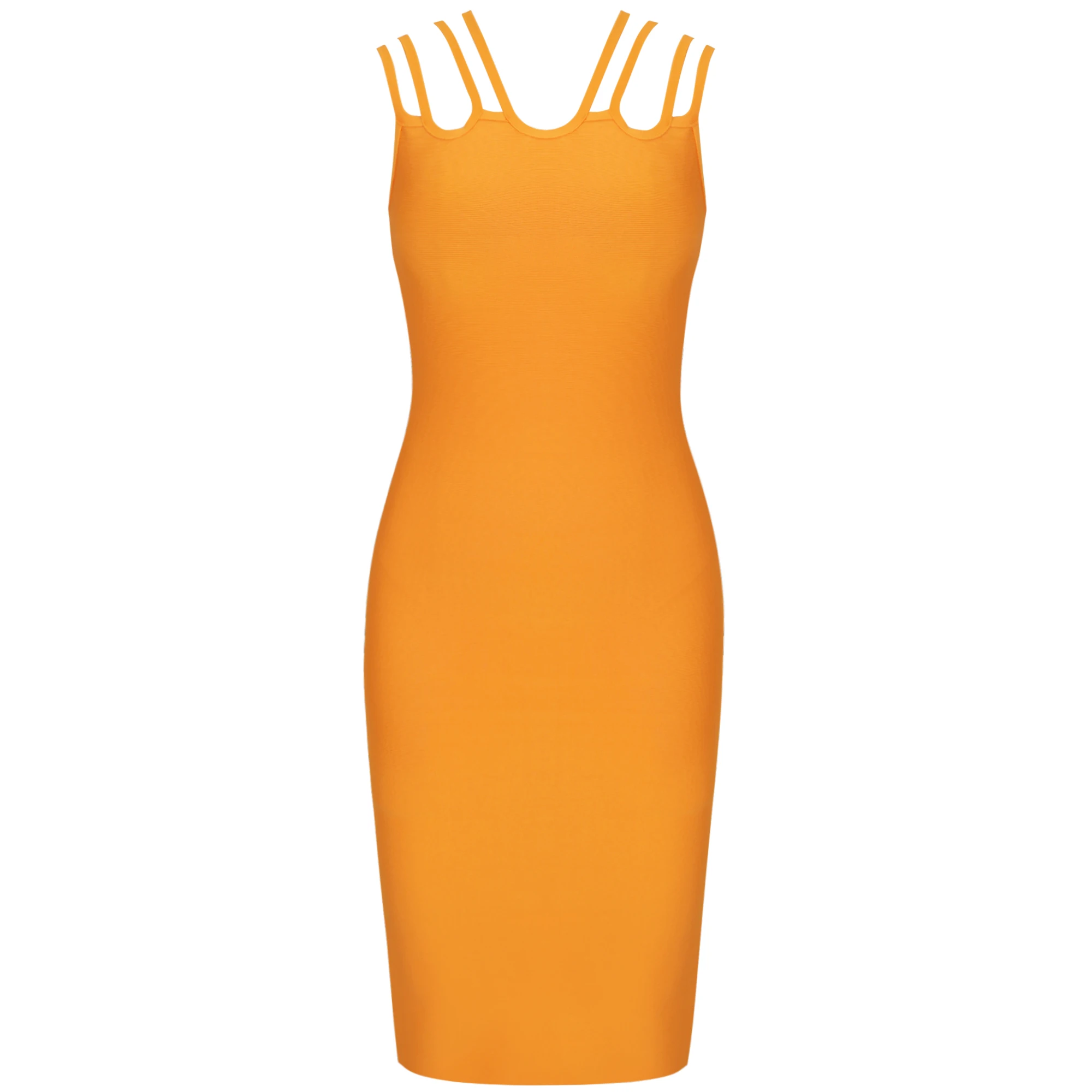 

Midi Bandage Dress 2022 Christmas New Year Orange Bandage Dress Bodycon Women Summer Sexy Party Dress Evening Club Outfits