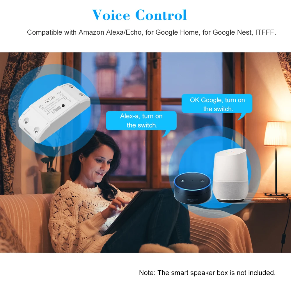 Tuya Wifi Smart Switch 10А/2200 Вт беспроводной пульт дистанционного управления APP Control