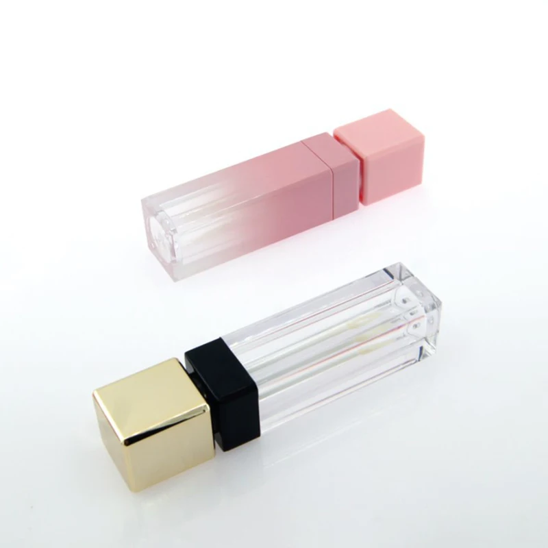 Пустой прозрачный тюбик для блеска губ 8 мл с золотой/розовой крышкой