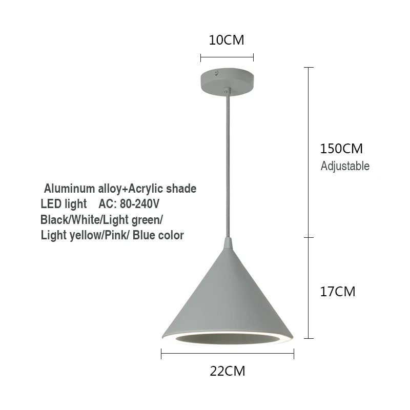 Modern colorful loft aluminum alloy 220V LED single head pendant lighting for living room kitchen bedroom restaurant hotel | Освещение