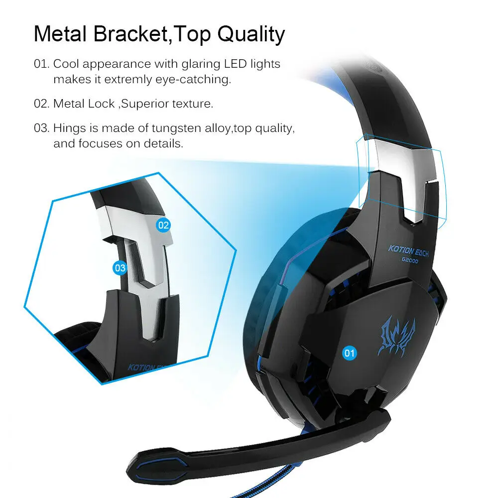

Gaming Headphone Headset with Micro 3.5mm Stereo USB for PC Laptop PS4 PS4 PRO PS4 Slim Gamer Headphone Noise Cancelling Headset