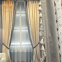 new light luxury french lace velvet stitching and blackout curtains for bedroom and living room custom products