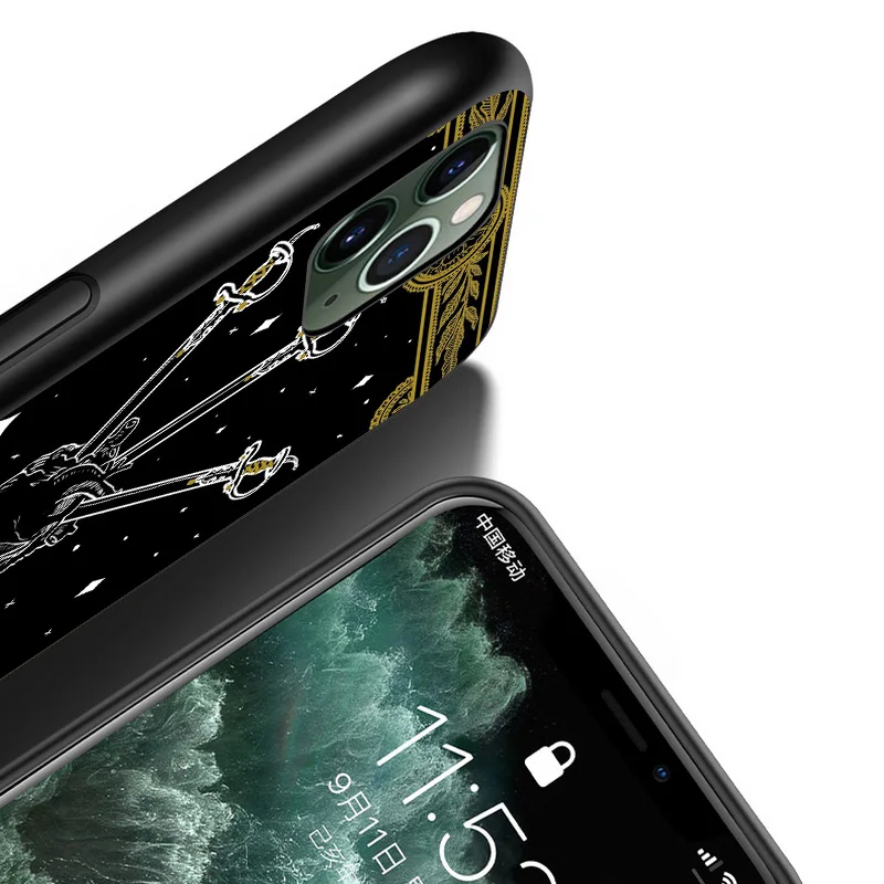 

Death Tarot For iPhone 12 11 XS Pro Max Mini XR X 8 7 6 6S Plus 5 SE 2020 Black Cover Phone Case