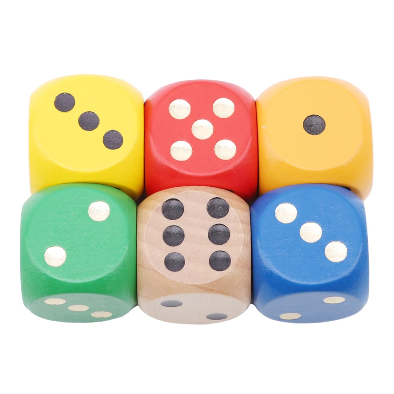 

Hot Sale 6 Colors/Pack Wooden Baby Kids Fun Party Dices Children Cute Colorful Classic Magical Tricks Toys