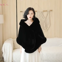 blackwine red formal party evening jacket wrap faux fur wedding capes 2022 new winter women bolero wraps winter shawls in stock