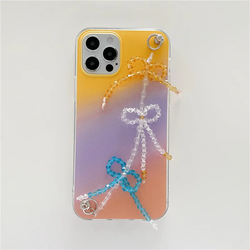 

Crystal butterfly Wrist bracelet Gradient case For iphone 11 11Pro 12 12Pro Max X XR Xs max XR SE2020 7 8 Plus protective cover