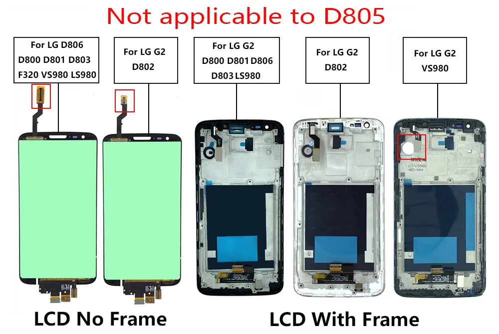 ЖК-дисплей Дисплей Сенсорный экран преобразователем изображений для LG Optimus G2 D800 D801 D802 D803 D806 LS980 VS980 F320L F320S