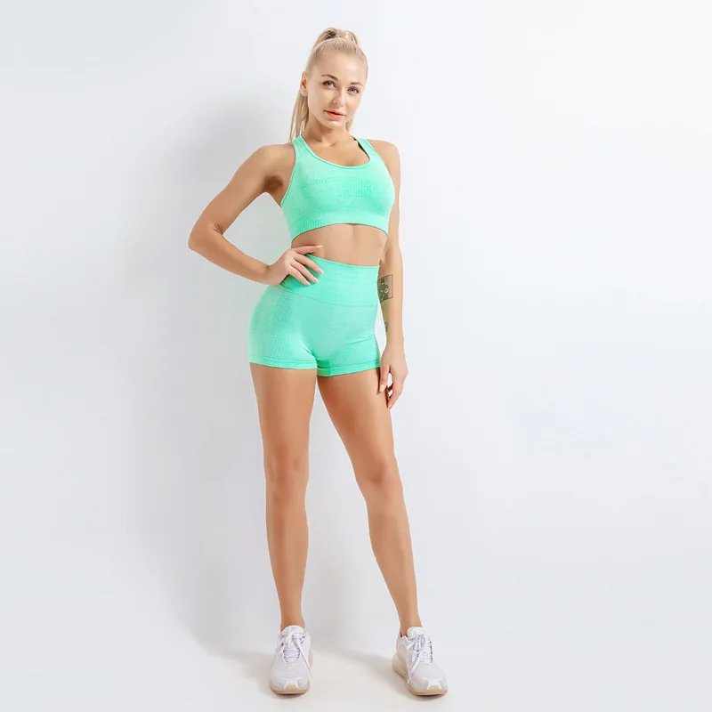 

2 Piece Vital Seamless Sport Suit Short Sleeve Fitness Crop Top High Waist Seamless Leggings Women Gym Workout Clothes Yoga Set