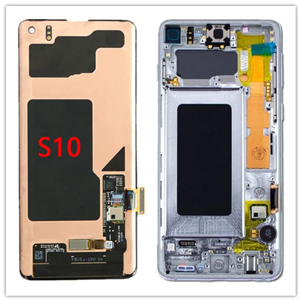 AMOLRD-pantalla LCD Original de 6,1 pulgadas, digitalizador de pantalla t&aacute;ctil y Marco de repuesto para SAMSUNG GALAXY S10, SM-G973, G9730, G973F-2