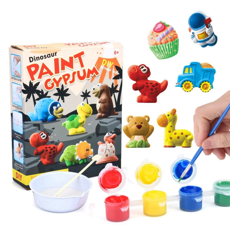

2 Set Kids Plaster Painting Kit DIY Paint Your Own Figurines Arts Toy Set for Boys Girls Birthday Christmas Gift, F & H