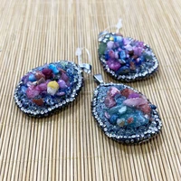 natural stone crystal resin pendant color irregular shape reiki heal amulet pendant making jewelry diy necklace accessories 1pcs