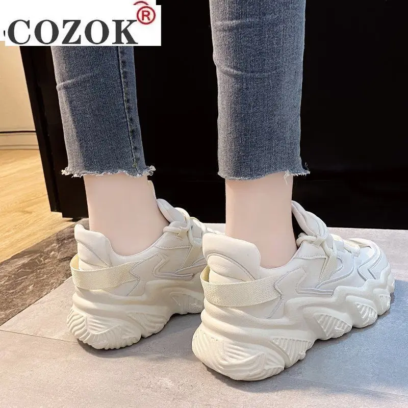 

2021 Spring Women's Vulcanized Shoes Fashion PU Leather White Sneakers Comfortable Platform Women Casual Shoes Zapatillas Mujer