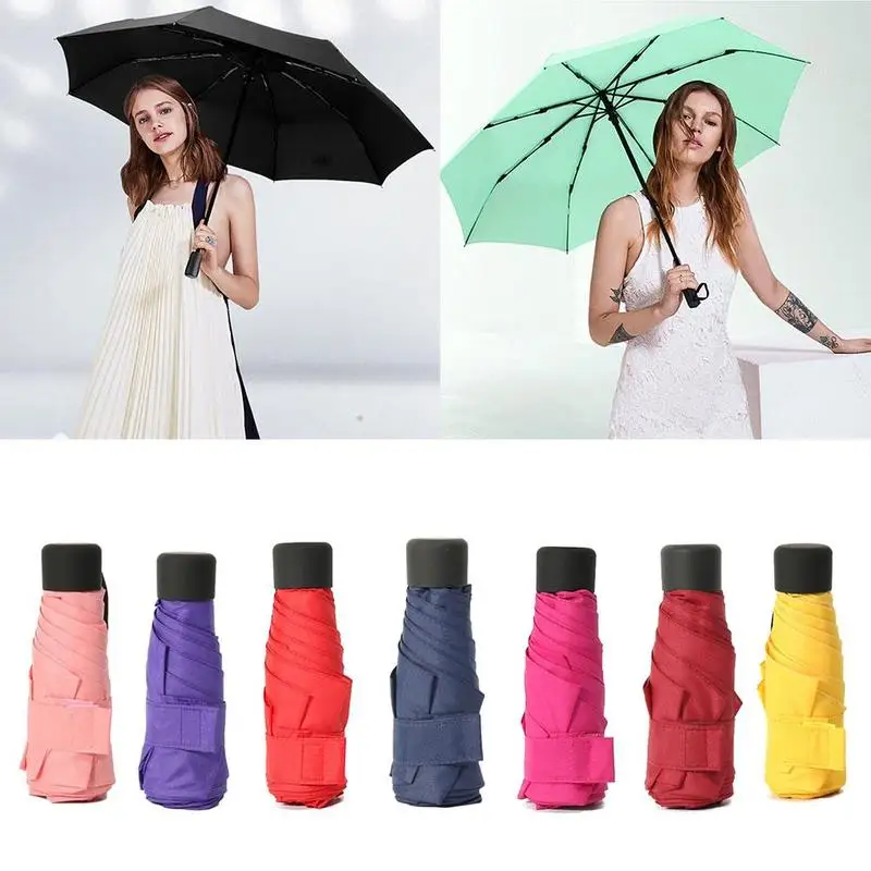 

Super Mini Pocket Compact Umbrella Sun Anti Uv 5 Folding Umbrella Women Capsule Travel Windproof Rain U6F6