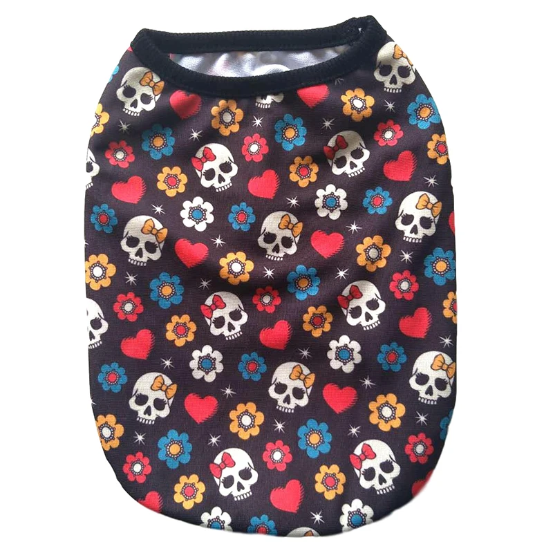 Летнее пальто для маленьких собак жилет с принтом черепа тыквы летучей мыши