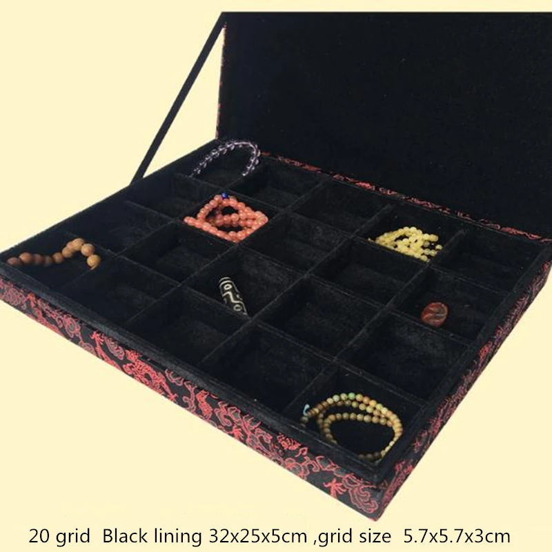 12 15 20 30 Grid Slot Wooden Jewelry Box Storage Organizer Case High End Chinese Silk Brocade Box Collection Packaging Gift