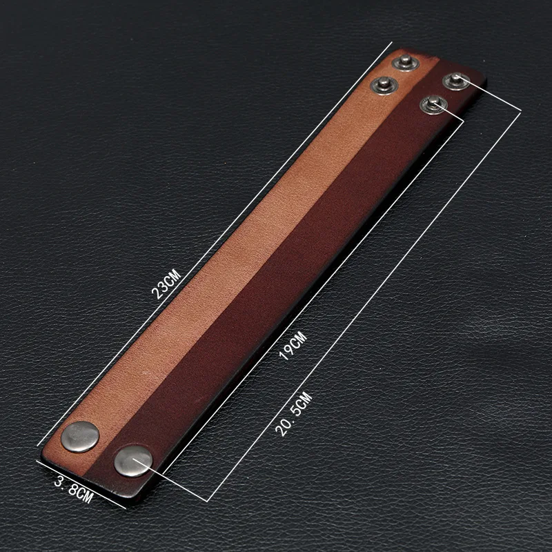 New Fashion Men Wide Genuine Leather Bracelet Brown Wide Cuff Bracelets & Bangles Vintage Punk Wristband Men Gift Jewelry