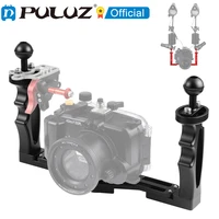 puluz dual handles aluminium alloy tray stabilizer with shutter release trigger extension adapter for underwater camera housings