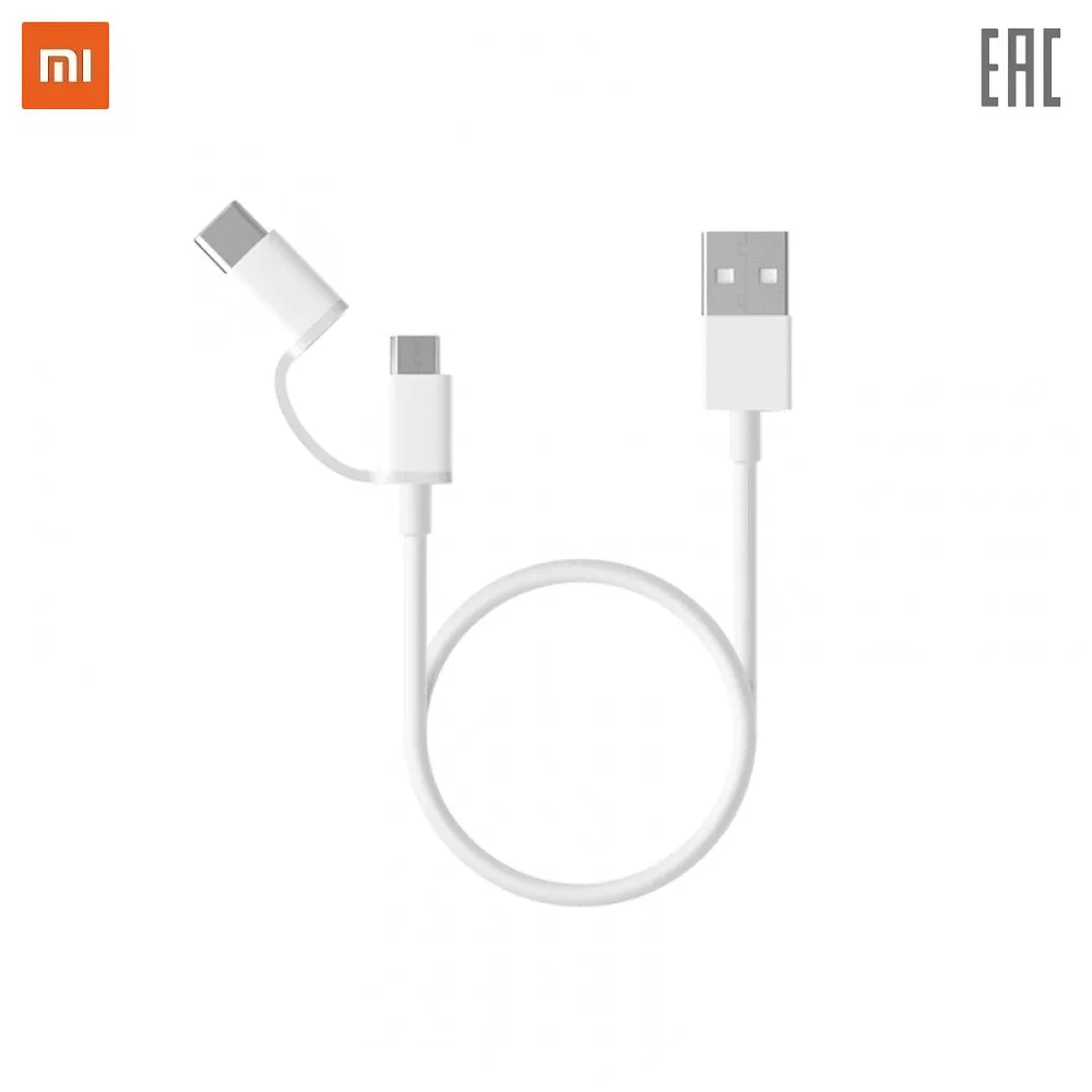 Провод переходник Xiaomi Mi 2 in 1 USB Cable Micro to Type C (30cm)|Кабели для мобильных телефонов| |