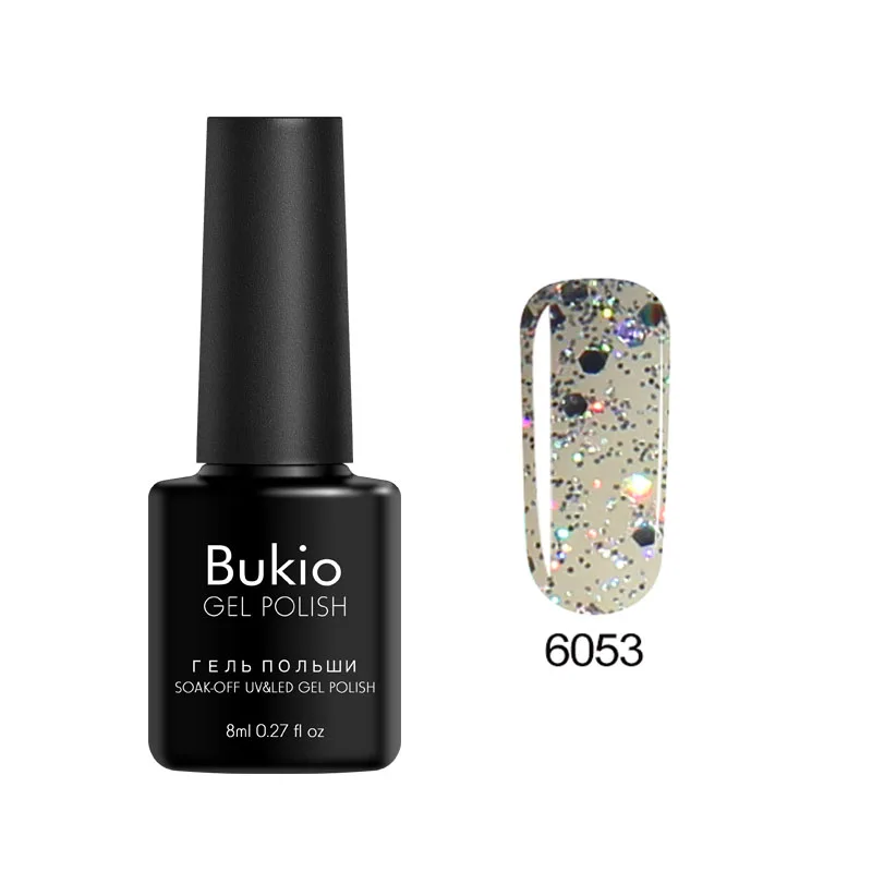Bukio, новая Обновленная краска для ногтей, один шаг, 3 в 1, лак для ногтей, Полупостоянный УФ-Гибридный гель, эмалированный Гель-лак для ногтей, 8 мл - Цвет: 6053