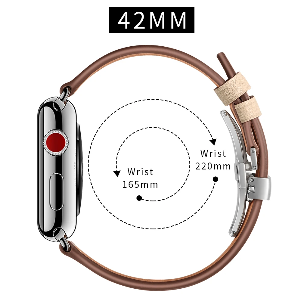 E3 42 мм Серебряная бабочка кожаный ремешок с пряжкой для apple watch ремешок для apple watch 1/2/3/4 серии