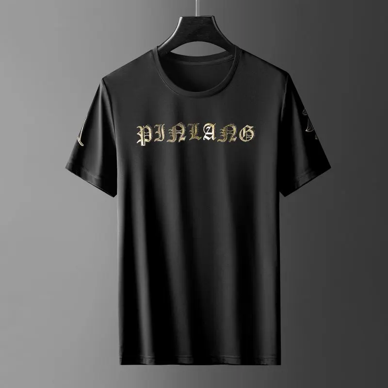 

Tide brand short-sleeved suit men's fashion trend wing printing hot drilling round neck T-shirt trousers two-piece suit for men