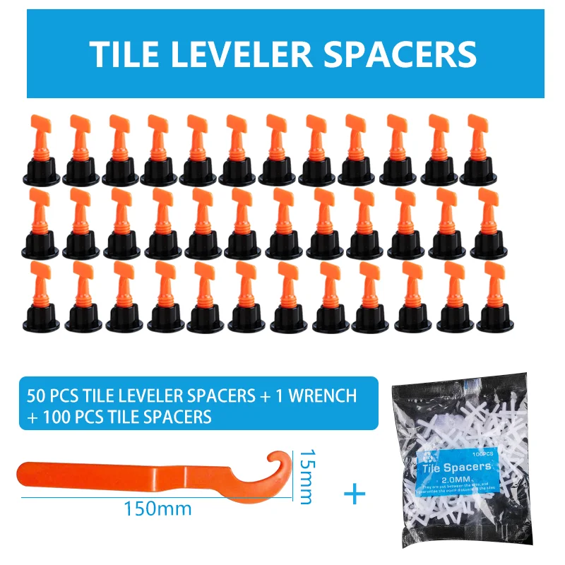 50 шт. разделители для выравнивания плитки и 500 шт. 2 мм разделители для плитки, система выравнивания плитки со специальным гаечным ключом, мно... от AliExpress WW