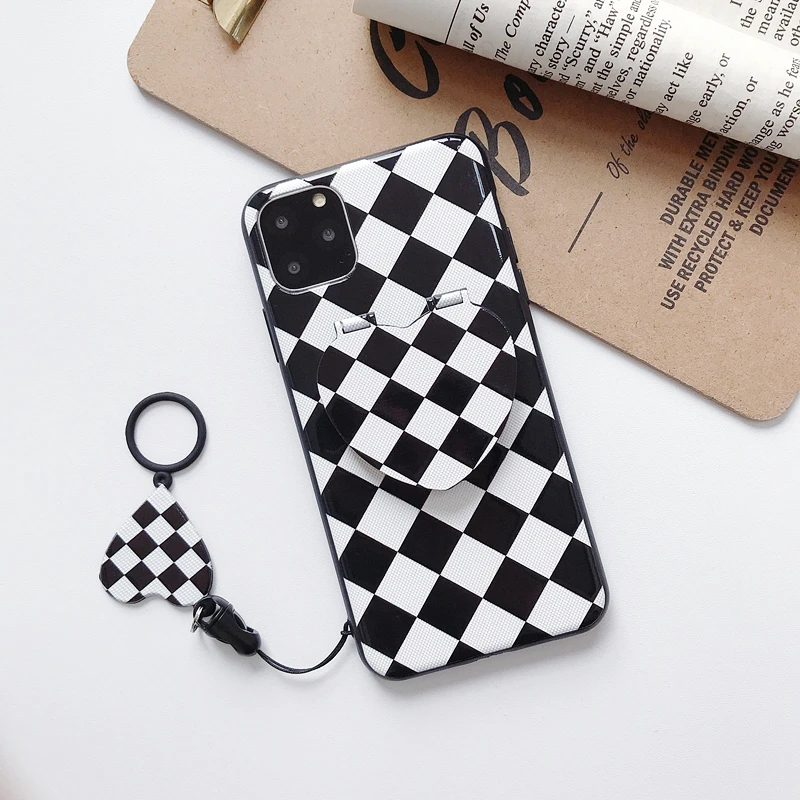 Heart Shaped Lanyard Mirror Case for Apple IPhone 11 Pro Max X XS XR 6 6S 7 8 Plus Black White Phone Back Cover Fashion |