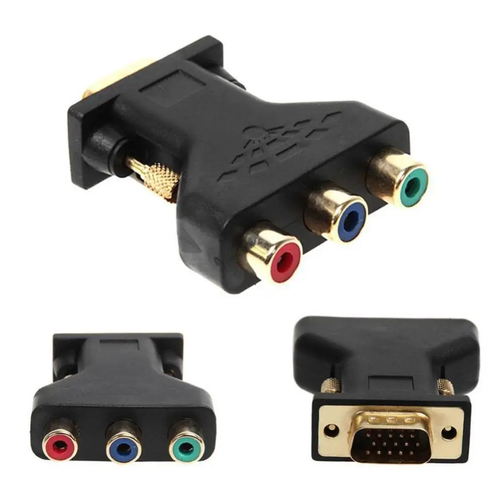 VGA RCA разъем преобразователь мужской до 3 выход RGB Женский HD 15 Pin компонентное видео