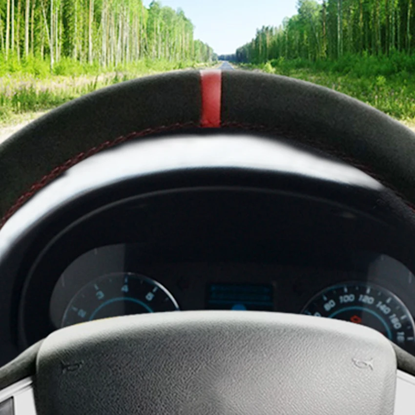 

Black Suede Car Steering Wheel Cover For Renault Fluence (ZE) 2010-2016 Megane 2008-2016 Samsung SM3 2009 2010 2011 2012-2014