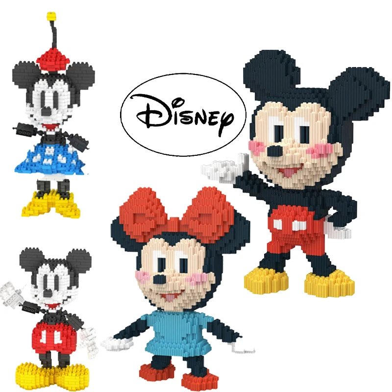 

2021 Disney series cute Mickey Minnie cartoon character model with small building block puzzle set children's toy gift