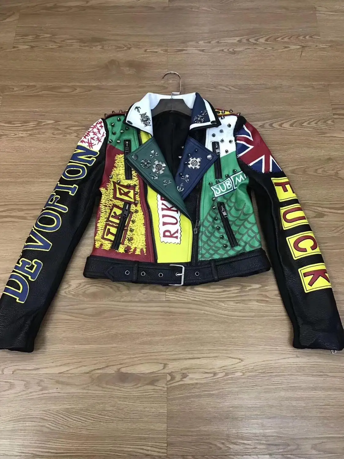 Женская куртка из искусственной кожи с принтом цветные укороченные куртки