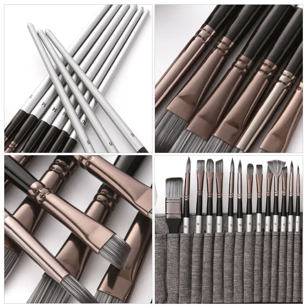 

24pcs Painting Brushes Set Nylon Hair Brushes for Oil Painting with Bag