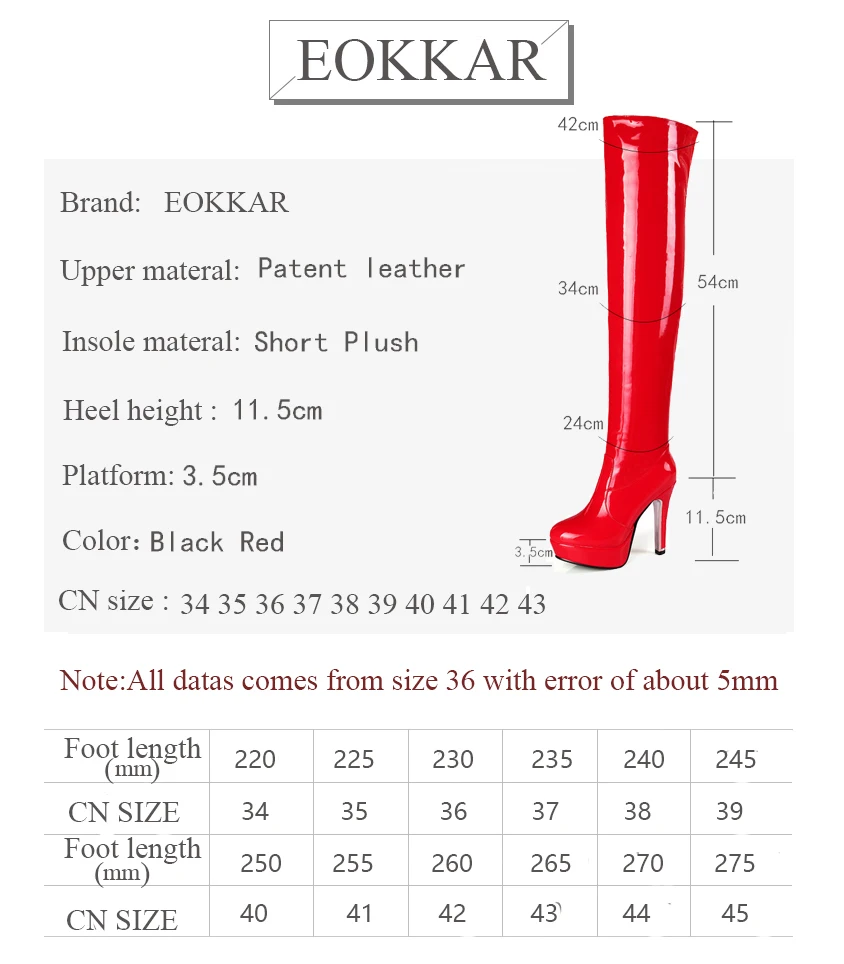 Eokkar 2020 Women Over The Knee High Boots Patent Leather Zipper Thin High Heel All Match Sexy Ladies Boots Big Size 34-43