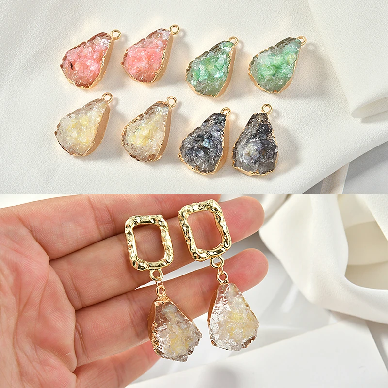 

Transparent crystal-like ore color crushed shell resin pendant DIY Earrings accessories
