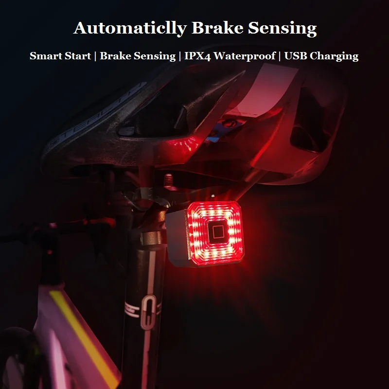 CXWXC Велосипедный автоматический датчик торможения задний свет Road Bike Smart Safety Taillight MTB Night Cycling USB Charge Intelligent Flash Lamp.