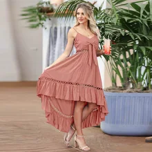 Vestidos elegantes de chiffon primavera verão 2022 tamanho plus oco deslizamento irregular saia feminina atadura midi casual cor sólida slim azul verde rosa preto temperamento feminino vestido (2)