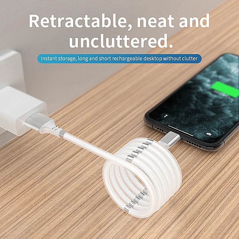 Super Calla Self Winding USB Magnetic Absorption Magic Fast Charging DataCable Neatest Durable Cable For Samsung xiaomi | Мобильные