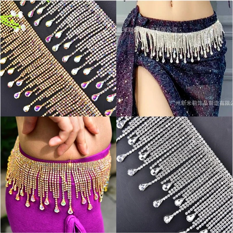 Блестящая кисточка Стразы цепочка танцевальный Золотой Кристалл Ab подвеска