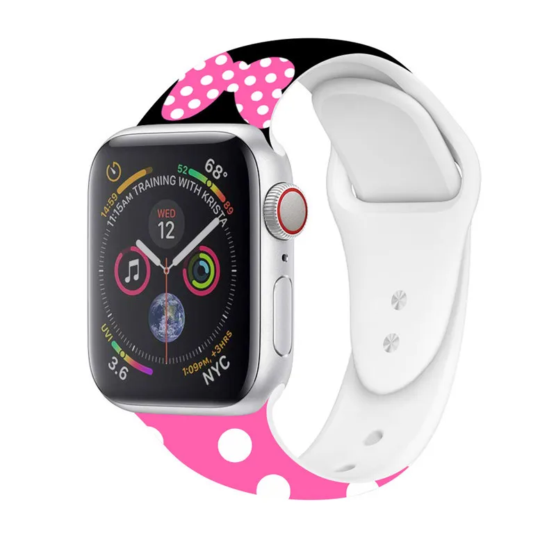 Ремешок с принтом для Apple watch band 44 мм 40 iWatch 42 38 силиконовый спортивный браслет