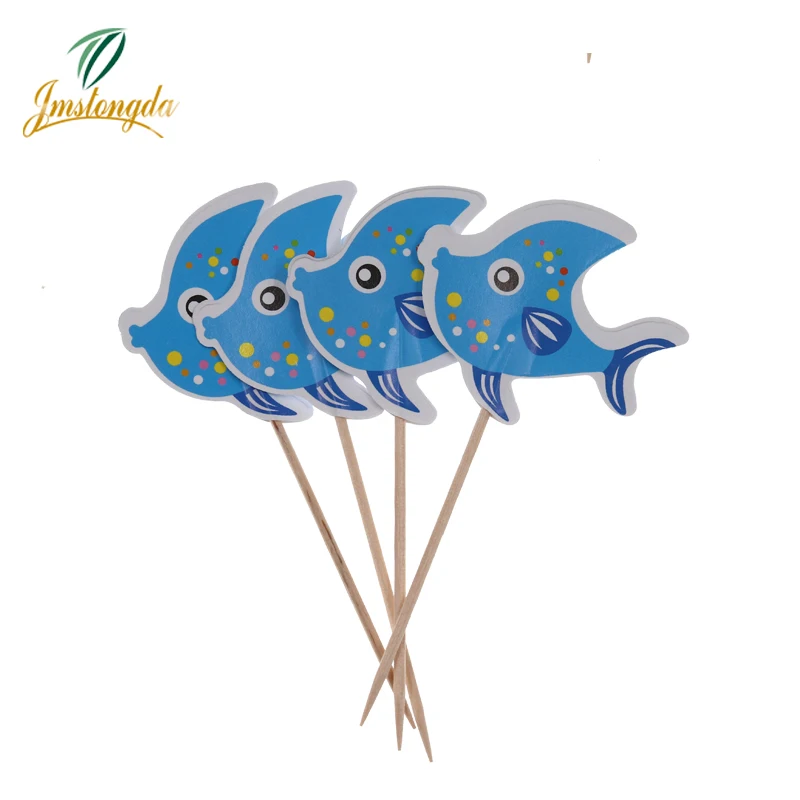 5000 шт. мини форма рыбы бумажные пакеты для еды обеденные Шпажки торта украшения