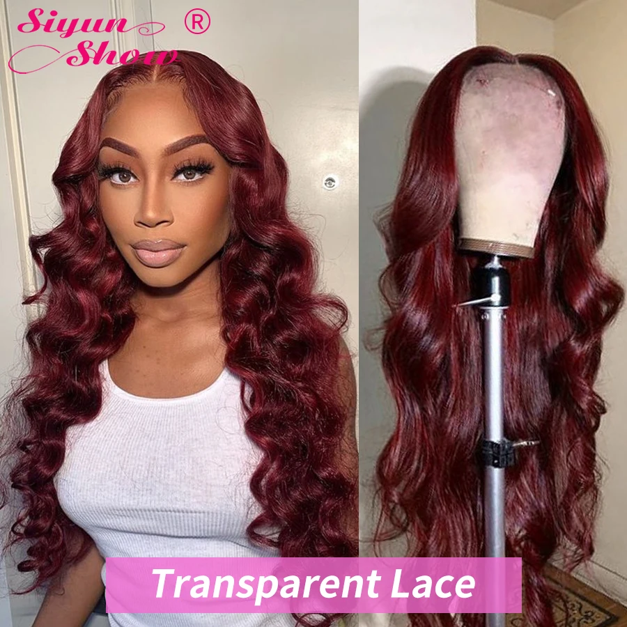

Siyun Show 99J Burgundy Lace Front Wig 30 Inch Colored Body Wave Lace Front Wigs 13X4 HD Transparent Lace Front Human Hair Wigs