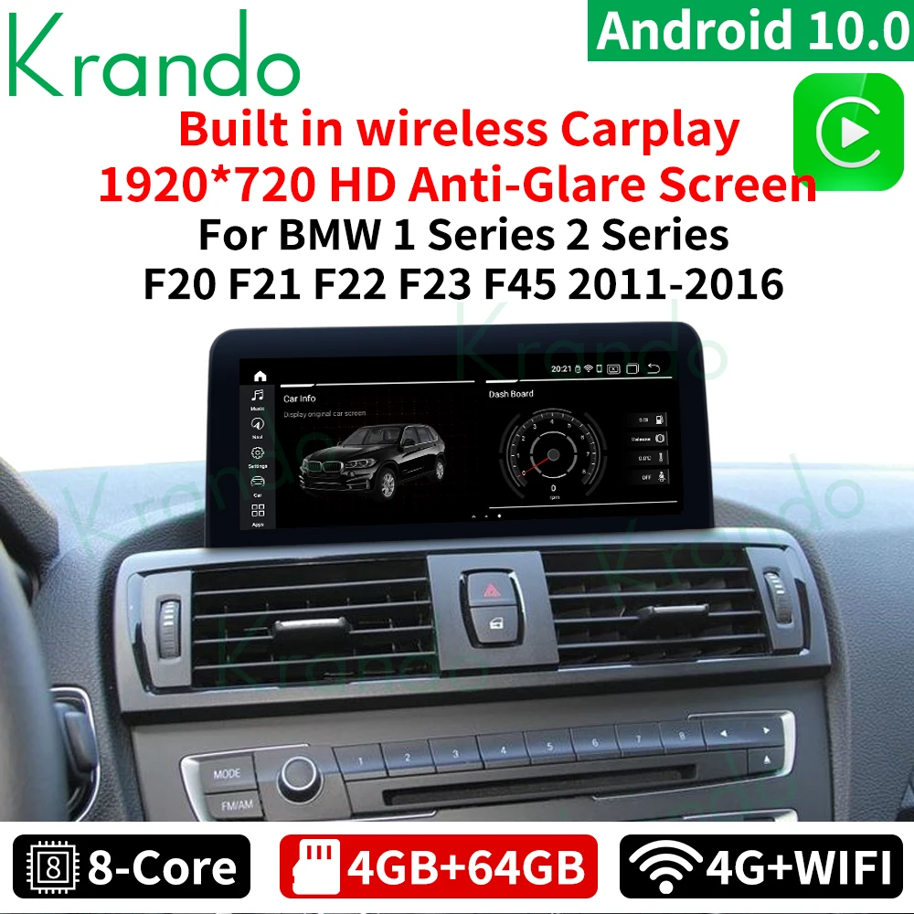 

Krando 10.25" Android 10.0 Car Navigation GPS For BMW 1 Series 2 Series F20 F21 F22 F23 F45 2011-2016 NBT Multimedia System RHD