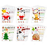 24 sheets diy christmas make a face stickers decals with 6 styles for kids children toddlers party favor games decor supplies