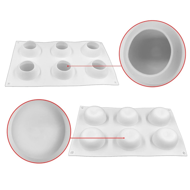 

Silicone Mousse Cake Mold 6 Cavity Silicone Pudding Mold Dessert Mold for Jelly Chocolate Fondant Mould Biscuit Baking Moulds