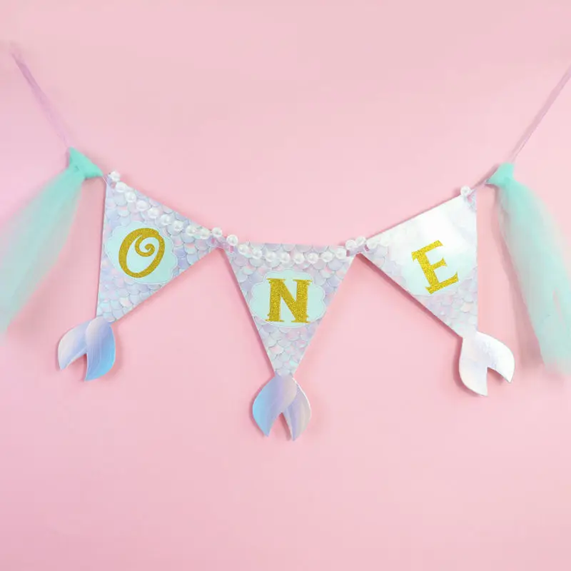 Тема русалки для маленьких девочек на первый день рождения гирлянда стул баннер