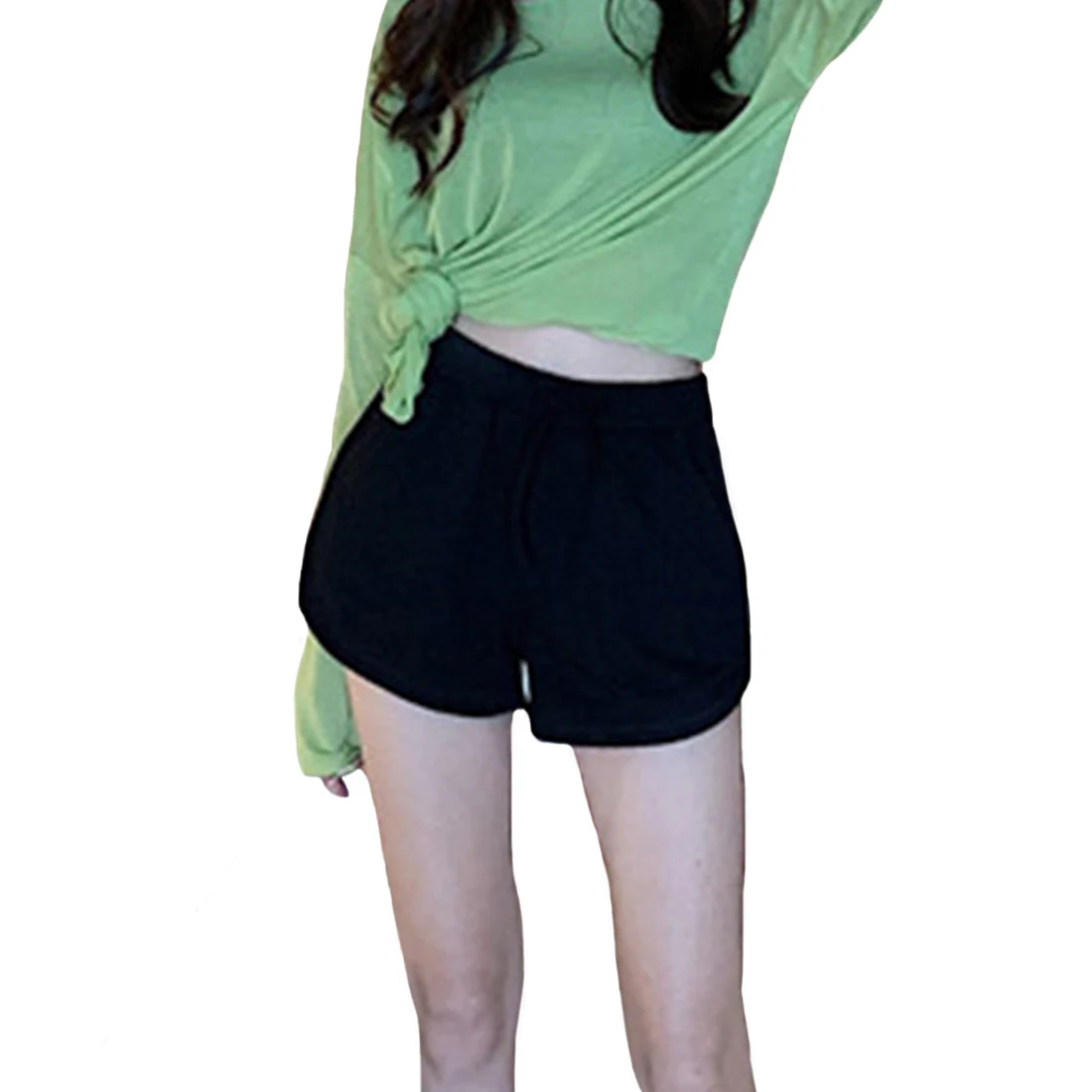 

Women Shorts High Waist Spring Summer Daily Casual Shopping Fashion Working Elastic Band Fitness Running Loose Solid Drawstring