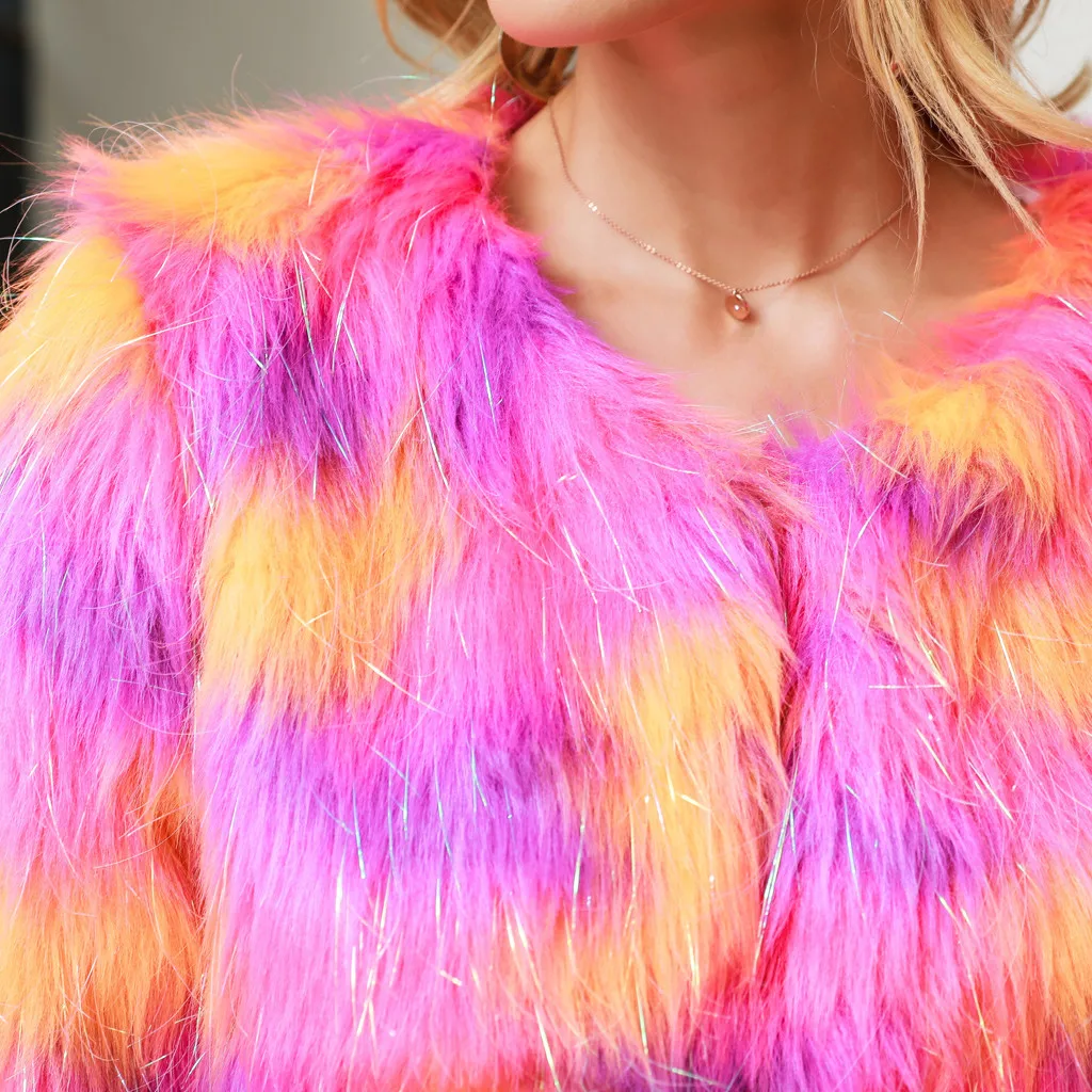 Зимнее женское пальто из искусственного меха высокого качества роскошное